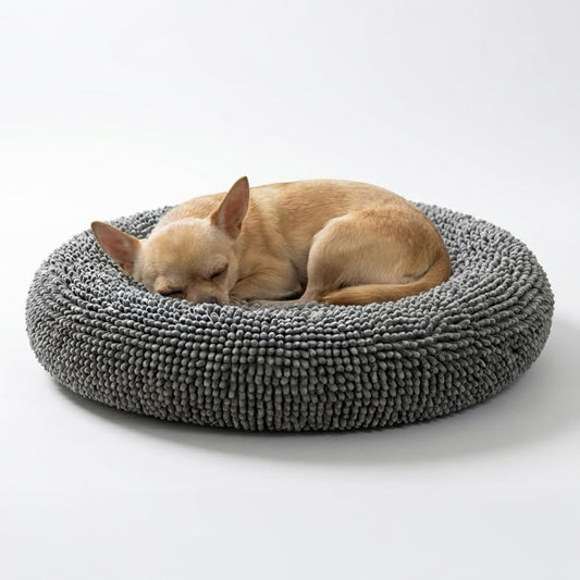 ® Cloud K-9 Dog Beds for Small Dogs & Cats, Soft & Relaxing round Dog Bed, Chenille Material, Removable Cover, Washable & Dryer Safe – Grey Small(25'X25')