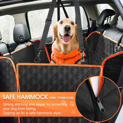 Dog Car Seat Cover for Back Seat, Waterproof Seat Protector Scratchproof Pet Hammock with 4 Bags Side Flaps, Washable Nonslip Backseat Protection for Cars Trucks and Suvs.