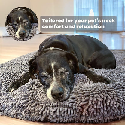 ® Cloud K-9 Dog Beds for Small Dogs & Cats, Soft & Relaxing round Dog Bed, Chenille Material, Removable Cover, Washable & Dryer Safe – Grey Small(25'X25')