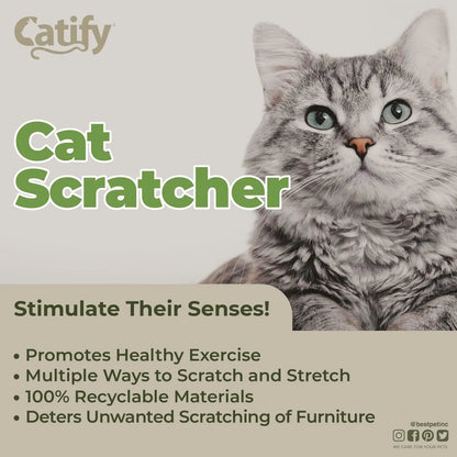Catify Corrugated Cardboard Cat Scratcher & Lounger - Eco-Friendly, Durable, Interactive Fun for Indoor Cats with Refill Pads Available
