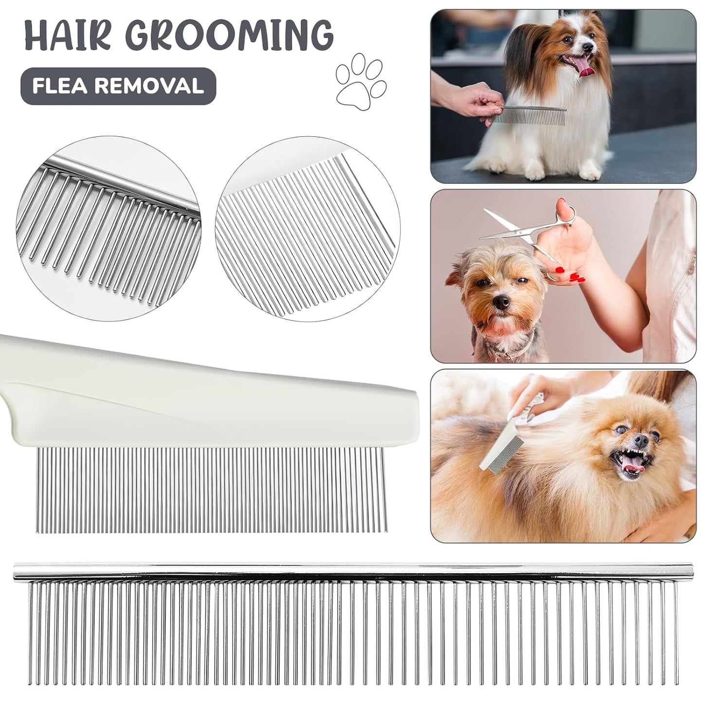 Dog Brush & Grooming Kit – 9-Piece Pet Brush & Deshedding Set for Shedding, Bathing, Trimming & Nail Care | Grooming Tools for Dogs & Cats, Includes Comb, Nail Clipper, Scissors, Slicker Brush (Gray)