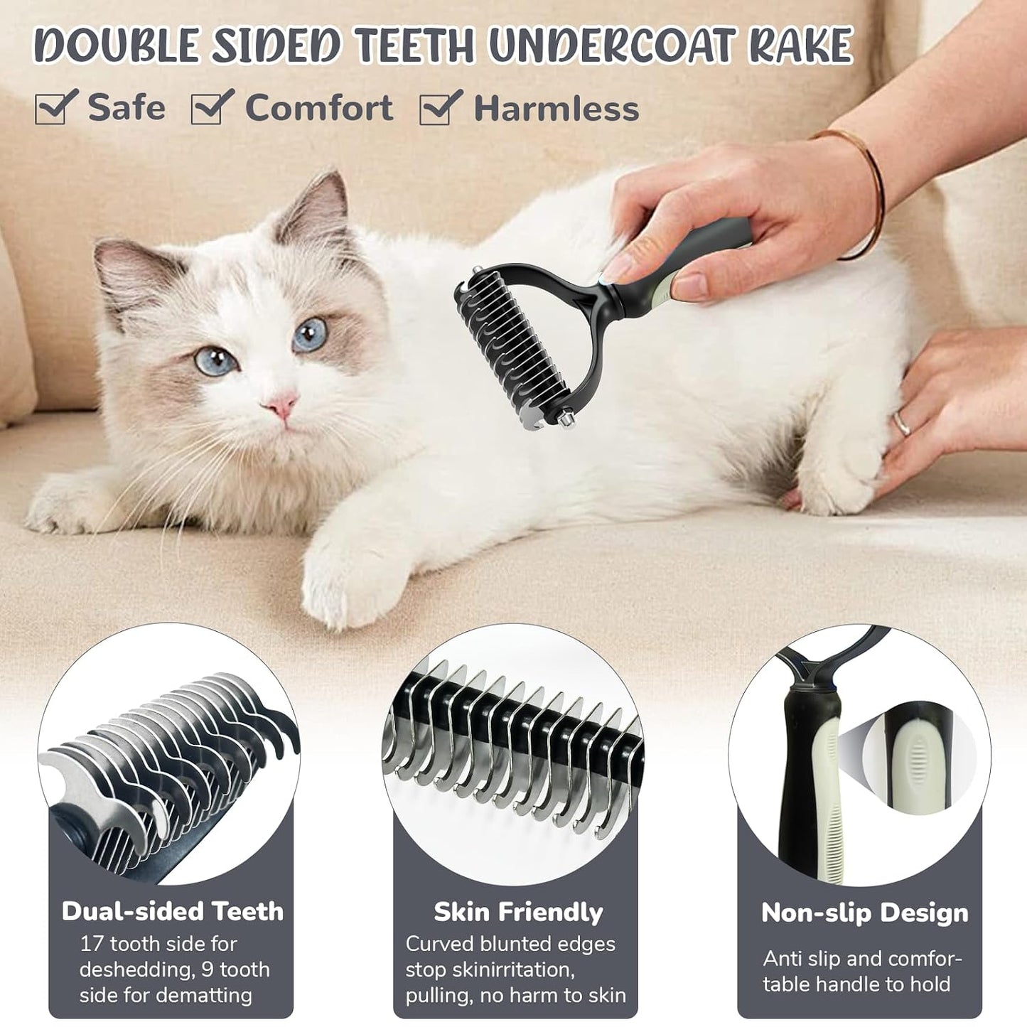 Dog Brush & Grooming Kit – 9-Piece Pet Brush & Deshedding Set for Shedding, Bathing, Trimming & Nail Care | Grooming Tools for Dogs & Cats, Includes Comb, Nail Clipper, Scissors, Slicker Brush (Gray)