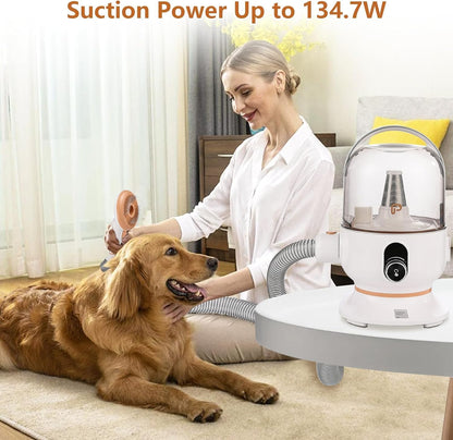 Pet Grooming Vacuum,Pet Grooming Kit & Vacuum Suction 99% Pet Hair,Dog Vacuum for Shedding Grooming,Pet Grooming Vacuum for Dogs&Cats,5 In-1 Pet Grooming Kit,Dog Hair Remover