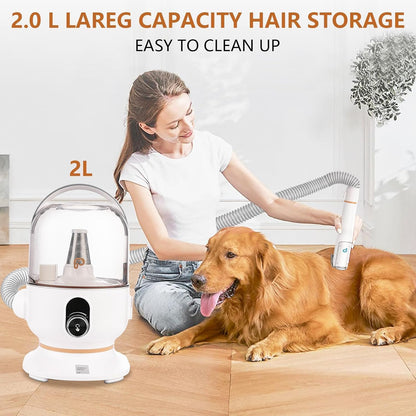 Pet Grooming Vacuum,Pet Grooming Kit & Vacuum Suction 99% Pet Hair,Dog Vacuum for Shedding Grooming,Pet Grooming Vacuum for Dogs&Cats,5 In-1 Pet Grooming Kit,Dog Hair Remover