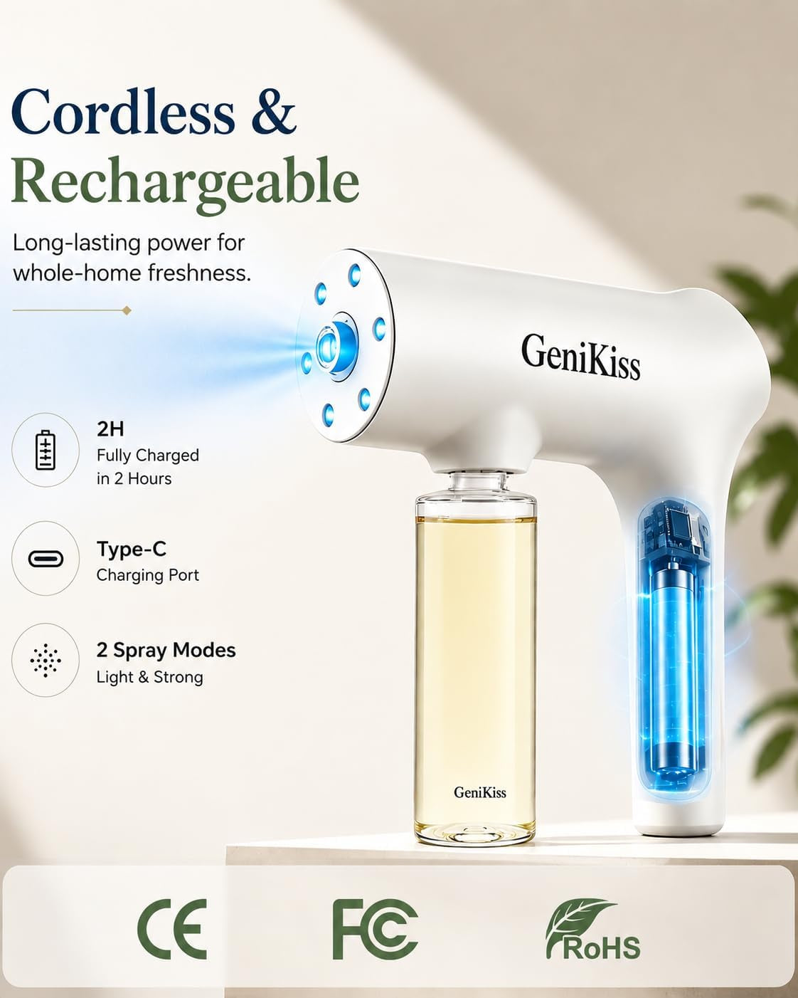 Nano Blue Light Deodorizer Spray Refill Pet & Home Odor Eliminator | Bio-Enzyme Odor Control, for Dog & Cat Urine, Litter Box, Carpets, Trash Bins & Car Interiors, Safe for People & Pets